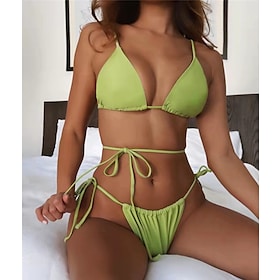 Dames Zwemkleding Bikini 2 Stuks Normaal Zwempak Heldere Kleur Open