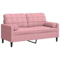 Tweezitsbank met sierkussens 140 cm fluweel roze - thumbnail