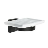 Smedbo House Zeepschaal - 12x8cm - wandmodel - mat zwart/porselein RB342P - thumbnail