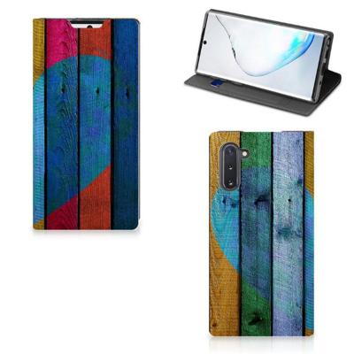Samsung Galaxy Note 10 Book | Wallet Case | Wood Heart - Cadeau voor je Vriend