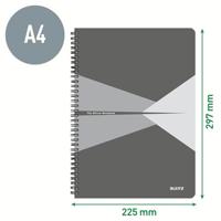 Leitz Office notitieboek, ft A4, kaft in PP, gelijnd, grijs - thumbnail