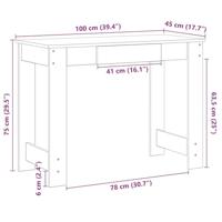 Bureau 100x45x75 cm bewerkt hout gerookt eikenkleurig - thumbnail