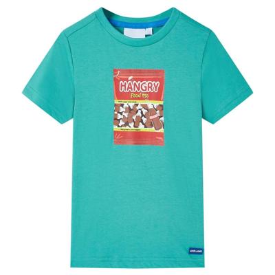 Kindershirt met korte mouwen 140 donkermintkleurig Kindershirt met korte mouwen 140 donkermintkleurig