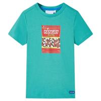 Kindershirt met korte mouwen 140 donkermintkleurig - thumbnail