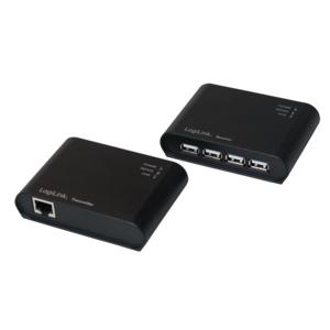 USB 2.0 Extender met geïntegreerde 4-Port USB 2.0 Hub en voeding, LogiLink® [UA0230]