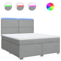 Boxspring met matras stof lichtgrijs 180x200 cm - thumbnail