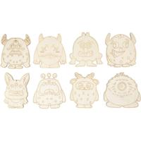 Creativ Company Houten figuren, monsters, h: 12,4 cm, dikte 3 mm, 8 stuk/ 1 doos - thumbnail
