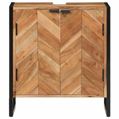 Badkamerkast 55x35x60 cm massief acaciahout en ijzer