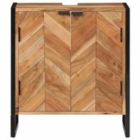 Badkamerkast 55x35x60 cm massief acaciahout en ijzer - thumbnail