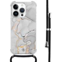 iPhone 14 Pro hoesje met koord - Marmer grijs - thumbnail