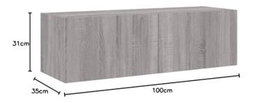 Tv-wandmeubel met LED-verlichting 100x35x31 cm grijs sonoma