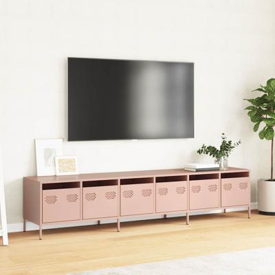 Tv-meubel 202x39x43,5 cm koudgewalst staal roze