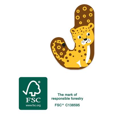 Small Foot - houten dieren kinderletter - j