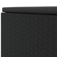 4-delige Loungeset met kussens poly rattan zwart - thumbnail