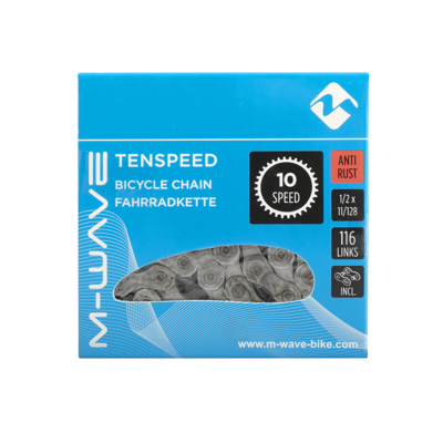 M-Wave ketting 10-speed, 1/2x11/128 116l zilver anti-roest (hangverpakking)