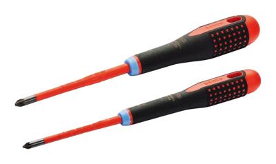 Bahco Schroevendraaierset ERGO™ | geïsoleerd | VDE | driecomponentengreep | smal blad | Pozidriv - 2-delig - BE-9894SL