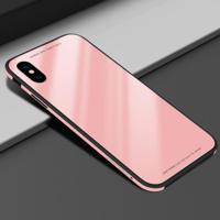 SULADA metalen frame gehard glazen hoesje voor iPhone XS Max (roze) - thumbnail