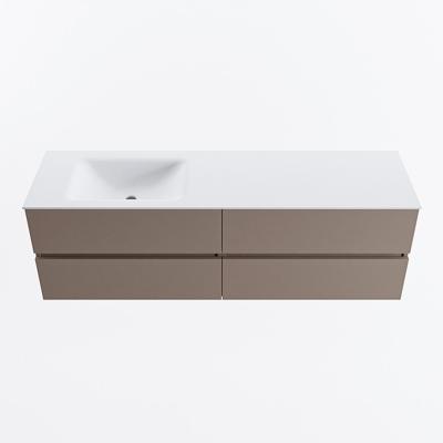 MONDIAZ VICA 160cm badmeubel onderkast Smoke 4 lades. Wastafel CLOUD links 1 kraangat, kleur Talc.