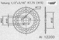 ESJOT Chain wheel 415 44z alu silver - thumbnail