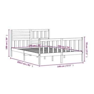 Bedframe massief hout wit 150x200 cm Bedframe massief hout wit 150x200 cm