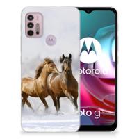 Motorola Moto G30 | G10 | TPU Hoesje | Paarden - thumbnail