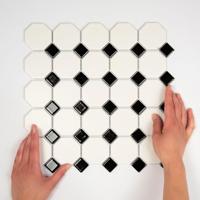 Mozaïek Paris 29.5x29.5 cm Geglazuurd Porselein, Octagon Mat En Glanzend Wit En Zwart The Mosaic Factory - thumbnail