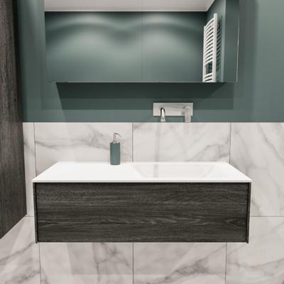 Lush onderkast 100cm in kleur ANTRACITE met 1 lade Push tot open geschikt voor rechtse wastafel. Compleet met solid surface wastafel cloud M35134met 0 kraangat(en) Lush onderkast 100cm in kleur ANTRACITE met 1 lade Push tot open geschikt voor rechtse wastafel. Compleet met solid surface wastafel cloud M35134met 0 kraangat(en)