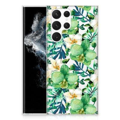 Samsung Galaxy S22 Ultra | TPU Case | Orchidee Groen Samsung Galaxy S22 Ultra | TPU Case | Orchidee Groen