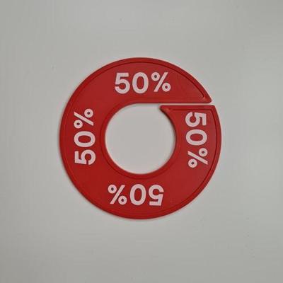 Maatring 9 cm rood/wit 50%