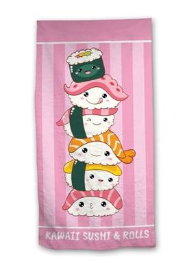 Kawaii Sushi and Rolls strandlaken 70 x 140 cm polyester Kawaii Sushi and Rolls strandlaken 70 x 140 cm polyester