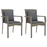 Tuinstoelen 2 st met kussens poly rattan grijs - thumbnail