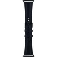 Senza Pure Leather Strap Apple Watch 42mm Deep Black - thumbnail