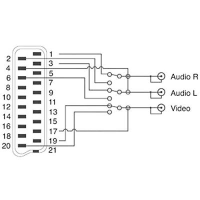 SpeaKa Professional SP-7870340 Cinch / SCART Adapter [3x Cinch-koppeling - 1x SCART-stekker] Zwart Met omschakelaar