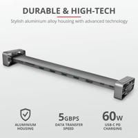 Trust Dalyx 10-In-1 Usb-C-Dockingstation, HDMI-, Netwerk-, Kaartlezer-, USB-C- en USB-A-poorten, met Geïntegreerde Laptopstandaard, voor Laptop, MacBook, Tablet - Grijs - thumbnail