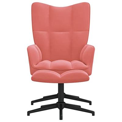 Relaxstoel met voetenbank fluweel roze