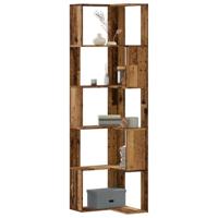 Boekenkast 5-laags hoek 50x50x179 cm bewerkt hout oud houtkleur - thumbnail