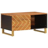 Salontafel 80x50x40 cm massief mangohout bruin en zwart - thumbnail