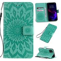 Gedrukt afdrukken zonnebloem patroon horizontale Flip PU lederen case voor iPhone 11 met houder & kaartsleuven & portemonnee & Lanyard - thumbnail