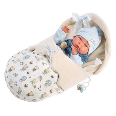 Babypop Nico met beige slaapzak - 40 cm