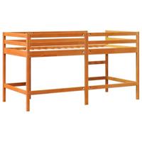Kinderhoogslaper met ladder 90x200 cm massief grenenhout bruin - thumbnail