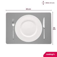 Cookinglife Placemats - Dubbelzijdig - Vegan leer - Grijs / Blauw 46 x 33 cm - 6 Stuks - thumbnail