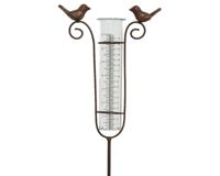 Decoris Regenmeter polyresin h115cm met vogels - thumbnail