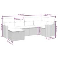 6-delige Loungeset met kussens poly rattan gemengd beige - thumbnail