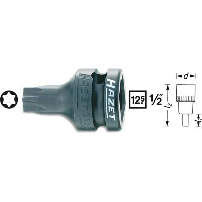 HAZET Krachtdopsleutelbit 995S-T50 · 1/2 inch (12,5 mm) vierkant hol · Binnen-TORX®-profiel · SW T50 HAZET Krachtdopsleutelbit 995S-T50 · 1/2 inch (12,5 mm) vierkant hol · Binnen-TORX®-profiel · SW T50