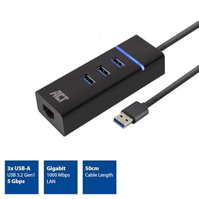ACT AC6310 3-poorts USB en ethernet