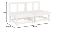 Middenbanken met kussens 2 st massief grenenhout wit - thumbnail