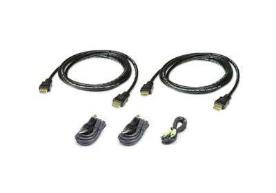 ATEN KVM Aansluitkabel [1x HDMI-stekker, USB-A 2.0 stekker, Jackplug male 3,5 mm - 1x HDMI-stekker, Jackplug male 3,5 mm, USB 2.0 bus B] 1.80 m Zwart