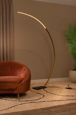 Lucide CURVE - Booglamp - LED Dimb. - 1x15W 2700K - Mat Goud / Messing