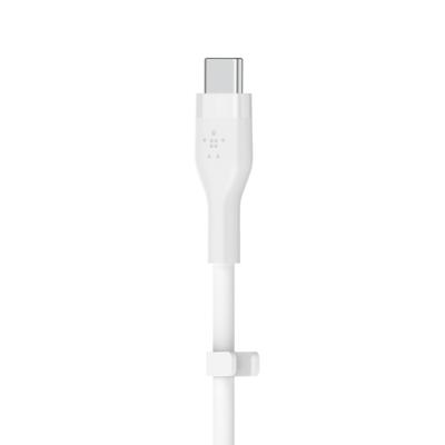 Belkin BoostCharge Flex siliconen USB Type C/C-kabel, USB-IF-gecertificeerde PD-snellaadkabel voor iPhone 16, iPhone 15 Plus/Pro/Pro Max, Samsung Galaxy S24, Pixel, iPad, Nintendo Switch, 2 m , wit