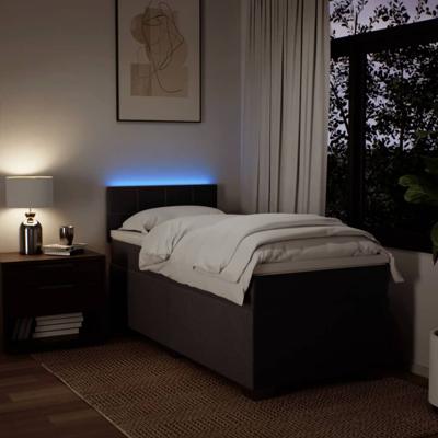 Boxspring met matras stof donkerbruin 80x200 cm